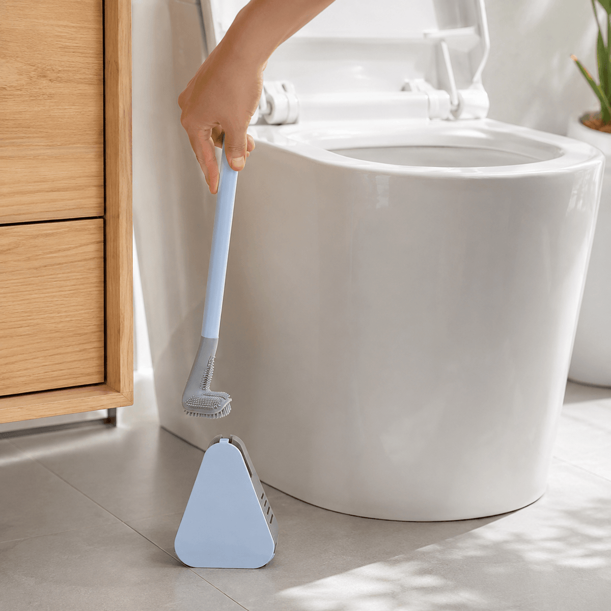 Triangular Silicone Toilet Brush (Wall-Mount Hook)