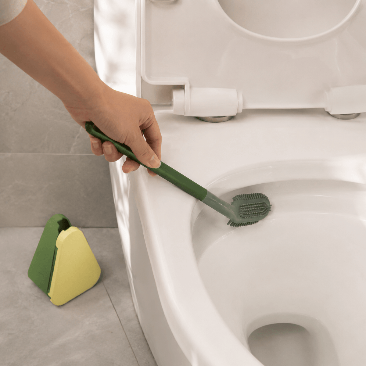 Triangular Silicone Toilet Brush (Wall-Mount Hook)