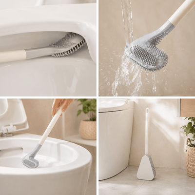 Triangular Silicone Toilet Brush (Wall-Mount Hook)