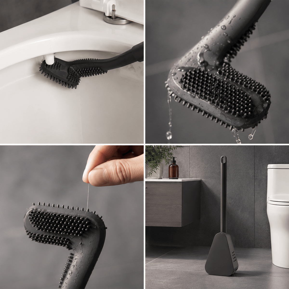 Triangular Silicone Toilet Brush (Wall-Mount Hook)