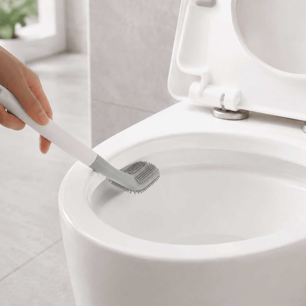 Triangular Silicone Toilet Brush (Wall-Mount Hook)